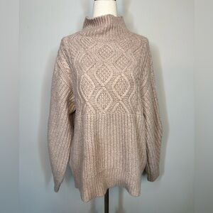 Sz XS Universal Thread oversized cable knit chunky mock neck dusty rose sweater
